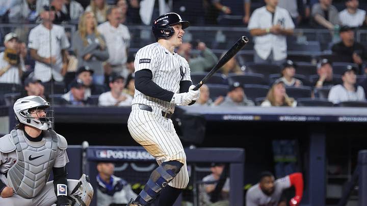 New York Yankees designated hitter Ben Rice homered twice in Game 1 against Boston.