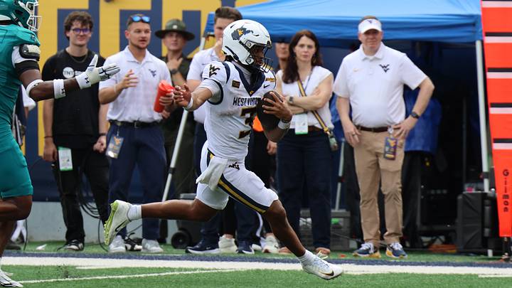 West Virginia University quarterback Michael Hawkins Jr. West Virginia University quarterback Michael Hawkins Jr.