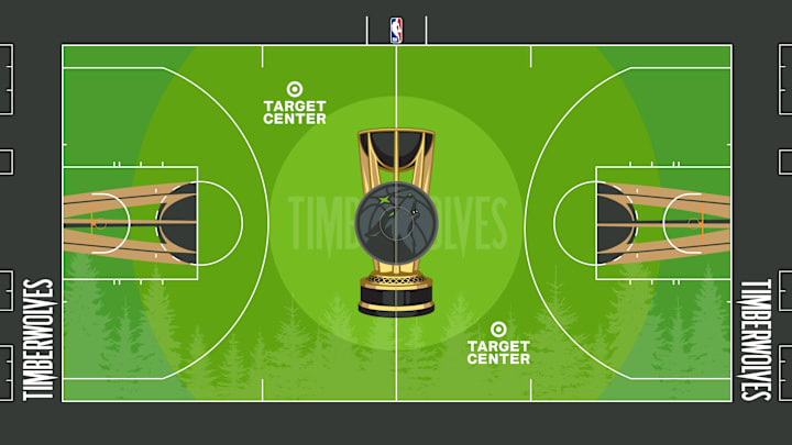 The court design for the Timberwolves' In-Season Tournament games The court design for the Timberwolves' In-Season Tournament games