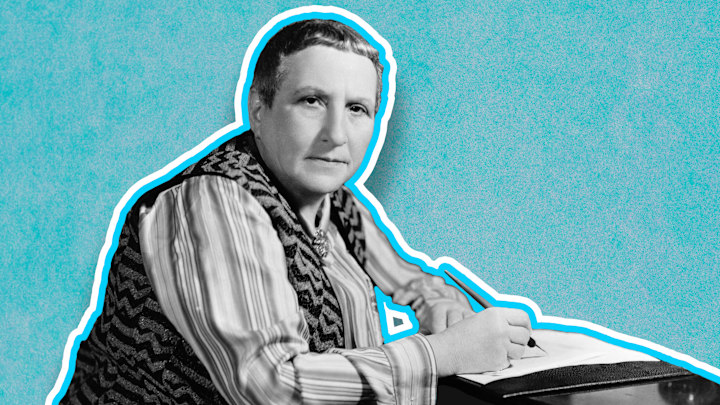 Gertrude Stein at her desk, circa 1937.