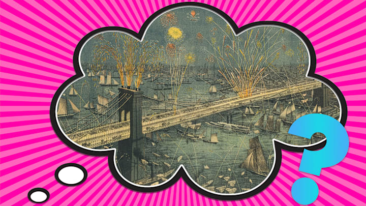 The historic—and historical—grand opening of New York City's Brooklyn Bridge in May 1883.