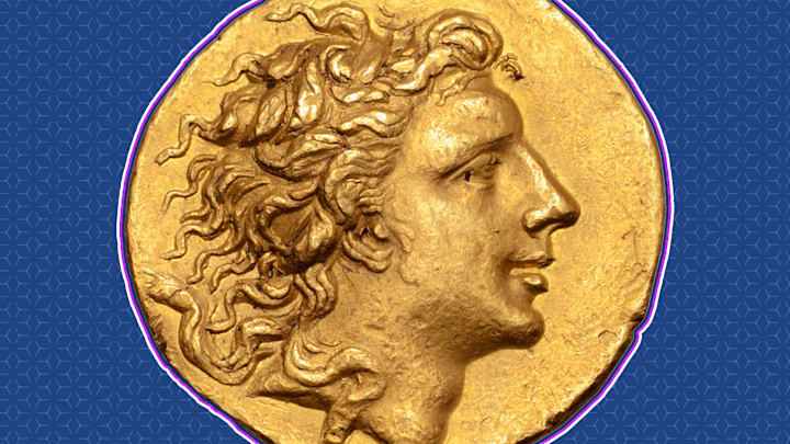 A gold coin depicting Mithradates VI Eupator.