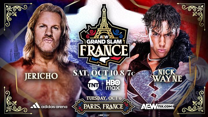 Jericho and Nick Wayne will face off in a rematch at AEW Grand Slam France. Jericho and Nick Wayne will face off in a rematch at AEW Grand Slam France.
