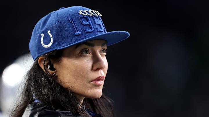 Carlie Irsay-Gordon of the Indianapolis Colts watches play