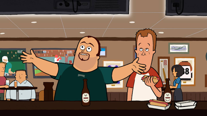 UNIVERSAL BASIC GUYS: From FOX's Emmy Award-winning animation house, Bento Box Entertainment, and Sony Pictures Television, all-new animated comedy UNIVERSAL BASIC GUYS premieres Sunday, Sept 3 (8:00-8:30 PM ET/PT) on FOX. UNIVERSAL BASIC GUYS © 2024 by FOX Media Inc.