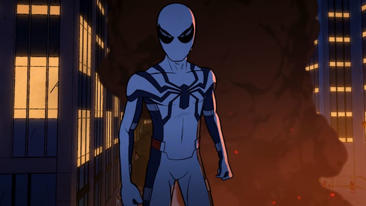 Peter Parker/Spider-Man (Hudson Thames) wearing Oscrop Next-Gen Suit in Marvel Animation's YOUR FRIENDLY NEIGHBORHOOD SPIDER-MAN, exclusively on Disney+. Photo courtesy of Marvel Animation. © 2025 MARVEL. All Rights Reserved.