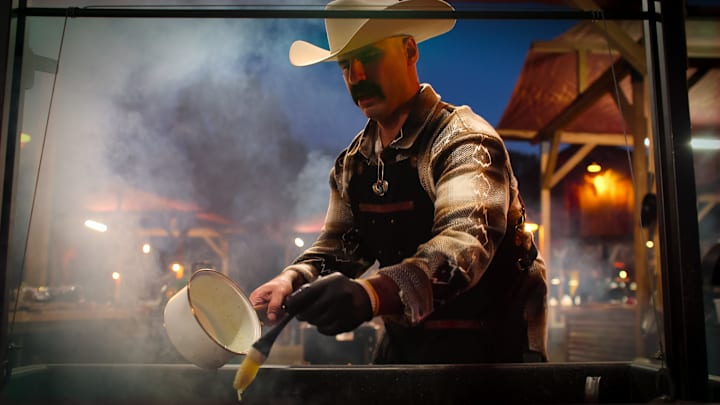 Barbecue Showdown. Contestant Kareem El-Ghayesh in episode 301 of Barbecue Showdown. Credit: Courtesy of Netflix/© 2024 Netflix, Inc.
