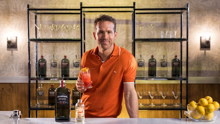 Ryan Reynolds shows off his Deadpool Vasectomy (the drink) - credit: Aviation Gin