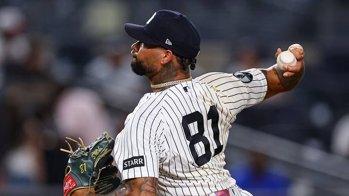 Sep 10, 2026; Bronx, New York, USA; New York Yankees pitcher Luis Gil (81) delivers a pitch during the ninth inning against the Colorado Rockies at Yankee Stadium. Mandatory Credit: Vincent Carchietta-Imagn Images Sep 10, 2026; Bronx, New York, USA; New York Yankees pitcher Luis Gil (81) delivers a pitch during the ninth inning against the Colorado Rockies at Yankee Stadium. Mandatory Credit: Vincent Carchietta-Imagn Images