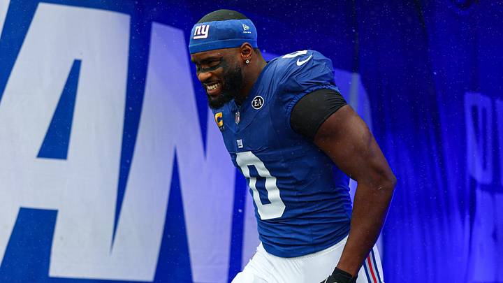 Sep 27, 2026; East Rutherford, New Jersey, USA; New York Giants linebacker Brian Burns (0) runs on the field before the game against the Tennessee Titans at MetLife Stadium. Sep 27, 2026; East Rutherford, New Jersey, USA; New York Giants linebacker Brian Burns (0) runs on the field before the game against the Tennessee Titans at MetLife Stadium.