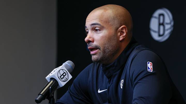 Sep 28, 2026; Brooklyn, NY, USA; Brooklyn Nets head coach Jordi Fernandez talks with media at Brooklyn Nets HSS Training Center. Mandatory Credit: Vincent Carchietta-Imagn Images