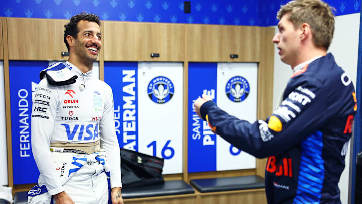 MONTREAL, QUEBEC - JUNE 05: Daniel Ricciardo of Australia and Visa Cash App RB and Max Verstappen of the Netherlands and Oracle Red Bull Racing prepare to take part in the Red Bull Unserious Race during previews ahead of the F1 Grand Prix of Canada on June 05, 2024 in Montreal, Quebec. (Photo by Mark Thompson/Getty Images)