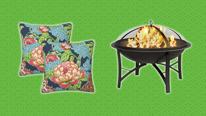 A few pillow covers and a portable fire pit will enliven your space.