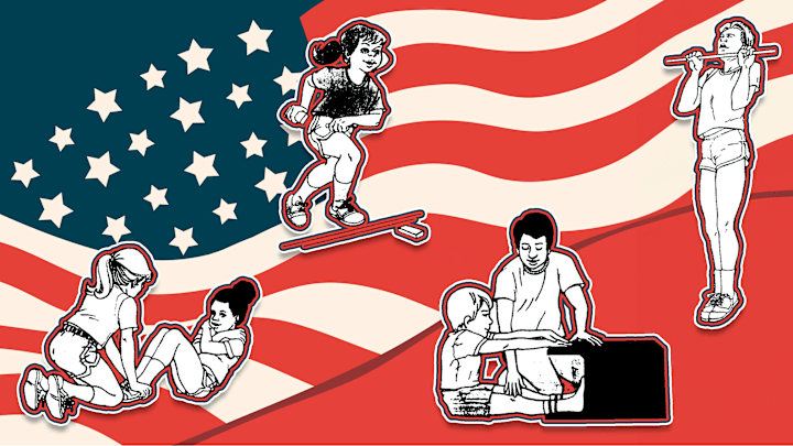 Illustrations from 1997’s ‘Get Fit! ... How To Get in Shape To Meet the President’s Challenge and Earn the Presidential Fitness Award’
