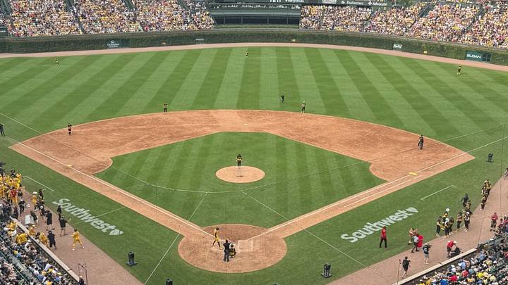 Previous Savannah Bananas Banana Ball Game being played at Wrigley Field Previous Savannah Bananas Banana Ball Game being played at Wrigley Field