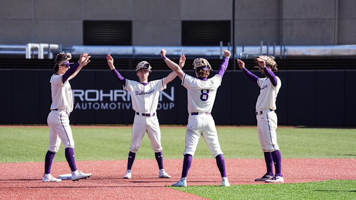 Northwestern Baseball celebrates win. Northwestern Baseball celebrates win.