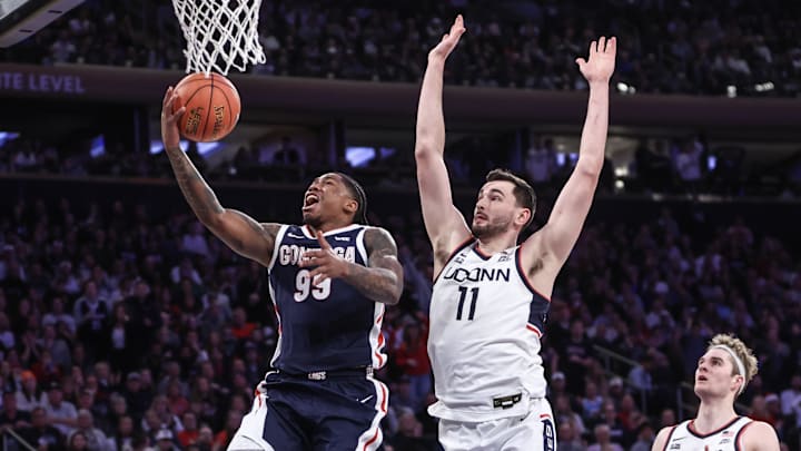Gonzaga dropped to No. 13 in the AP Top 25 poll after it lost 77-71 to UConn, which moved up to No. 11