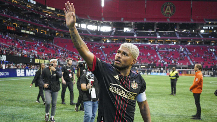 Oct 9, 2022; Atlanta, Georgia, USA; Atlanta United forward Josef Martinez (7) waves to the crowd