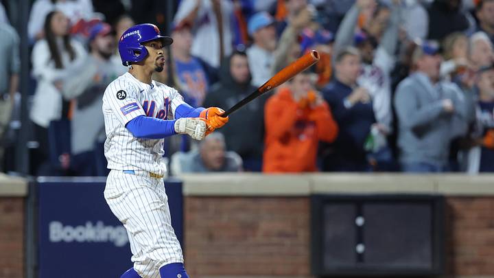 Oct 9, 2024; New York, New York, USA; New York Mets shortstop Francisco Lindor (12) hits a grand slam against the Philadelphia Phillies in the sixth inning in game four of the NLDS for the 2024 MLB Playoffs at Citi Field. Mandatory Credit: Brad Penner-Imagn Images Oct 9, 2024; New York, New York, USA; New York Mets shortstop Francisco Lindor (12) hits a grand slam against the Philadelphia Phillies in the sixth inning in game four of the NLDS for the 2024 MLB Playoffs at Citi Field. Mandatory Credit: Brad Penner-Imagn Images