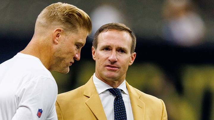 Oct 11, 2026; New Orleans, Louisiana, USA; Hall of Fame quarterback Drew Brees talks to Minnesota Vikings quarterback coach Josh McCown during warmups at Caesars Superdome. Mandatory Credit: Stephen Lew-Imagn Images Oct 11, 2026; New Orleans, Louisiana, USA; Hall of Fame quarterback Drew Brees talks to Minnesota Vikings quarterback coach Josh McCown during warmups at Caesars Superdome. Mandatory Credit: Stephen Lew-Imagn Images