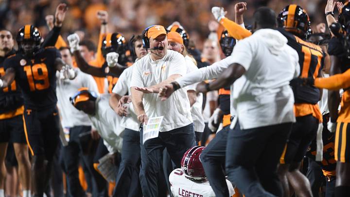 Tennessee head coach Josh Heupel reacts on the sidelines during a football game between Tennessee and South Carolina at Neyland Stadium in Knoxville, Tenn., on Saturday, Sept. 30, 2023. Tennessee head coach Josh Heupel reacts on the sidelines during a football game between Tennessee and South Carolina at Neyland Stadium in Knoxville, Tenn., on Saturday, Sept. 30, 2023.