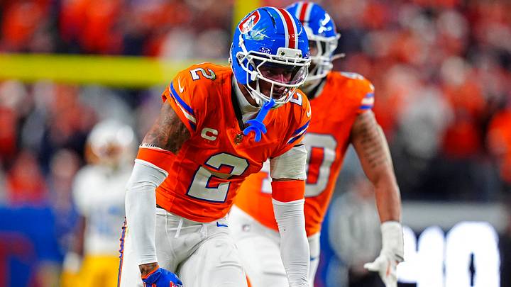 Jan 4, 2026; Denver, Colorado, USA; Denver Broncos cornerback Pat Surtain II (2) reacts to his tackle during the fourth quarter against the Los Angeles Chargers at Empower Field at Mile High. Jan 4, 2026; Denver, Colorado, USA; Denver Broncos cornerback Pat Surtain II (2) reacts to his tackle during the fourth quarter against the Los Angeles Chargers at Empower Field at Mile High.