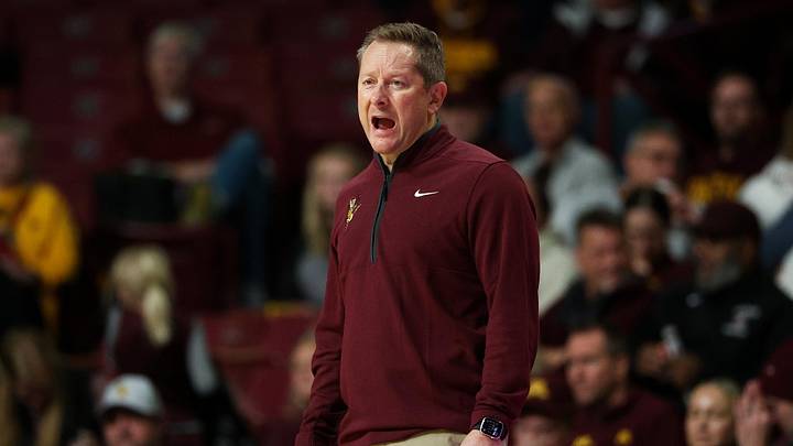Nov 8, 2025; Minneapolis, Minnesota, USA; Minnesota Golden Gophers head coach Niko Medved looks on during the second half against the Alcorn State Braves at Williams Arena. Mandatory Credit: Matt Krohn-Imagn Images Nov 8, 2025; Minneapolis, Minnesota, USA; Minnesota Golden Gophers head coach Niko Medved looks on during the second half against the Alcorn State Braves at Williams Arena. Mandatory Credit: Matt Krohn-Imagn Images