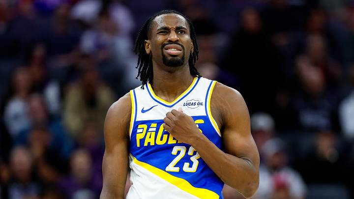 Mar 10, 2026; Sacramento, California, USA; Indiana Pacers guard Aaron Nesmith (23) reacts after a foul by Sacramento Kings guard Nique Clifford (5) during the fourth quarter at Golden 1 Center. Mandatory Credit: Sergio Estrada-Imagn Images