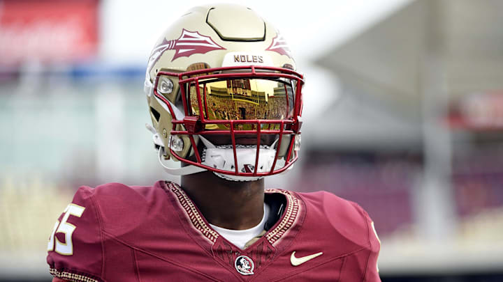 Apr 15, 2023; Tallahassee, FL, USA; The Florida State Seminoles unveiled their new uniforms for 2023 today during their spring game at Doak Campbell Stadium. Mandatory Credit: Melina Myers-Imagn Images