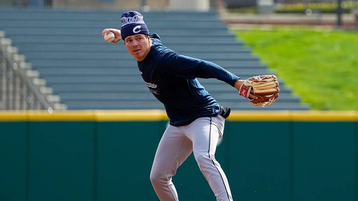 Columbus Clippers’s Milan Tolentino throws the ball to first base during practice at Huntington Park on Wednesday, March 25, 2026 in Columbus, Ohio.