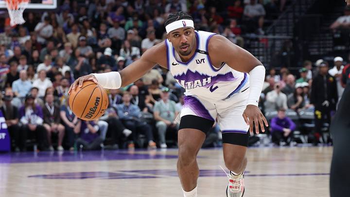 Apr 10, 2026; Salt Lake City, Utah, USA; Utah Jazz forward Blake Hinson (2) dribbles with the ball against the Memphis Grizzlies during the second half at Delta Center. Mandatory Credit: Rob Gray-Imagn Images Apr 10, 2026; Salt Lake City, Utah, USA; Utah Jazz forward Blake Hinson (2) dribbles with the ball against the Memphis Grizzlies during the second half at Delta Center. Mandatory Credit: Rob Gray-Imagn Images