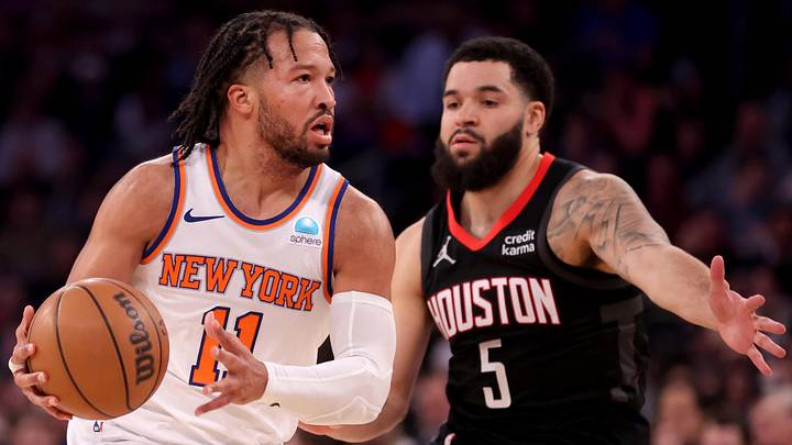 Jan 17, 2024; New York, New York, USA; New York Knicks guard Jalen Brunson (11) controls the ball against Houston Rockets guard Fred VanVleet (5) during the second quarter at Madison Square Garden. Mandatory Credit: Brad Penner-Imagn Images Jan 17, 2024; New York, New York, USA; New York Knicks guard Jalen Brunson (11) controls the ball against Houston Rockets guard Fred VanVleet (5) during the second quarter at Madison Square Garden. Mandatory Credit: Brad Penner-Imagn Images