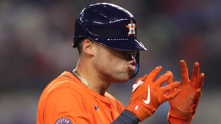 Houston Astros pinch hitter Cam Smith (11) reacts
