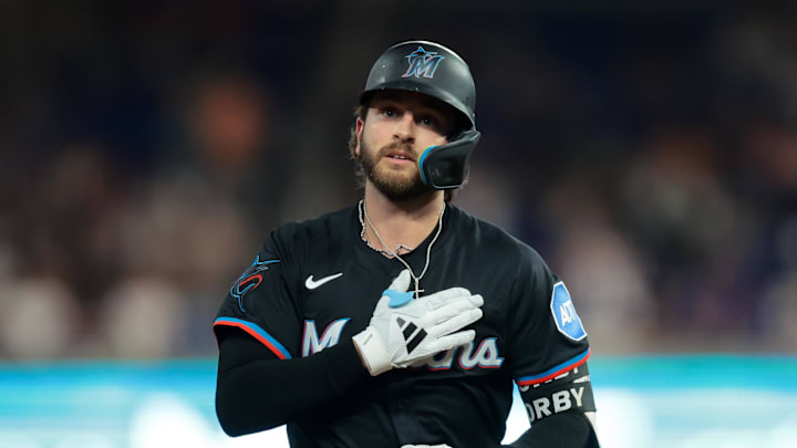 Miami Marlins pinch hitter Connor Norby (1) circles the bases after hitting a two-run home run against the New York Mets during the fifth inning at loanDepot Park. Miami Marlins pinch hitter Connor Norby (1) circles the bases after hitting a two-run home run against the New York Mets during the fifth inning at loanDepot Park.