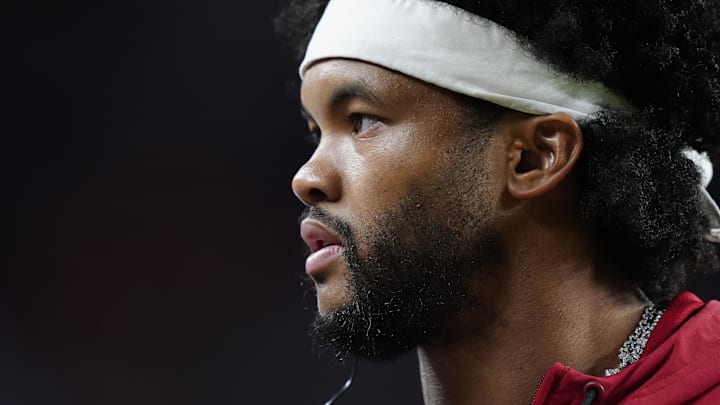 Aug 16, 2025; Denver, Colorado, USA; Arizona Cardinals quarterback Kyler Murray (1) during the second quarter against the Denver Broncos at Empower Field at Mile High. Mandatory Credit: Ron Chenoy-Imagn Images