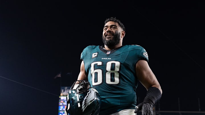 Jordan Mailata after the Eagles' 27–13 win over the Steelers on Dec. 15, 2024.