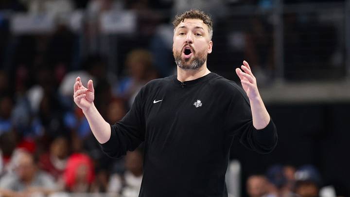 Oct 4, 2026; Atlanta, Georgia, USA; New York Liberty head coach Chris DeMarco on the sideline against the Atlanta Dream in the third quarter during game one of the second round for the 2026 WNBA Playoffs at State Farm Arena. Mandatory Credit: Brett Davis-Imagn Images Oct 4, 2026; Atlanta, Georgia, USA; New York Liberty head coach Chris DeMarco on the sideline against the Atlanta Dream in the third quarter during game one of the second round for the 2026 WNBA Playoffs at State Farm Arena. Mandatory Credit: Brett Davis-Imagn Images