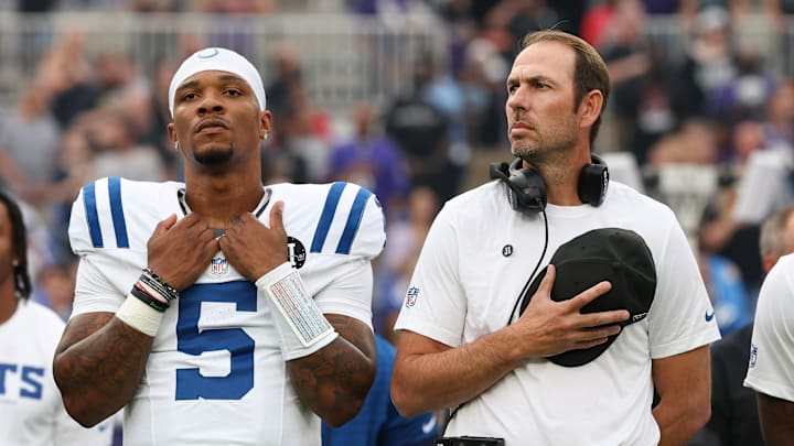 Shane Steichen and Anthony Richardson of the Indianapolis Colts