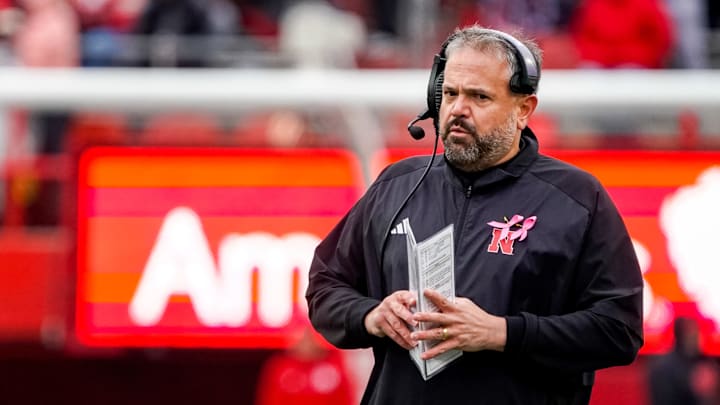 Oct 28, 2023; Lincoln, Nebraska, USA; Nebraska Cornhuskers head coach Matt Rhule stands on the