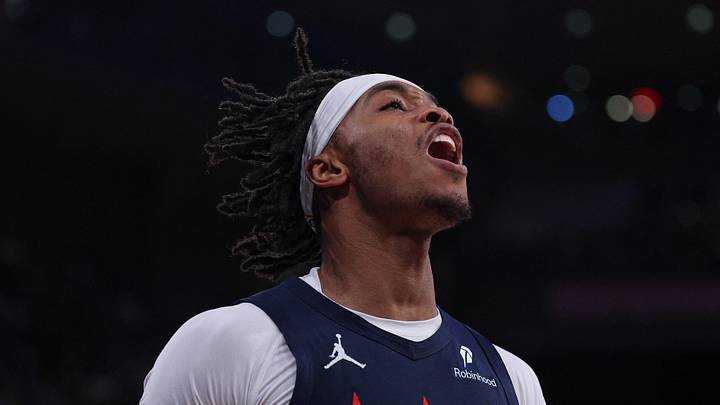 Mar 22, 2026; New York, New York, USA; Washington Wizards guard Bilal Coulibaly (0) reacts during the second half against the New York Knicks at Madison Square Garden. Mandatory Credit: Vincent Carchietta-Imagn Images Mar 22, 2026; New York, New York, USA; Washington Wizards guard Bilal Coulibaly (0) reacts during the second half against the New York Knicks at Madison Square Garden. Mandatory Credit: Vincent Carchietta-Imagn Images