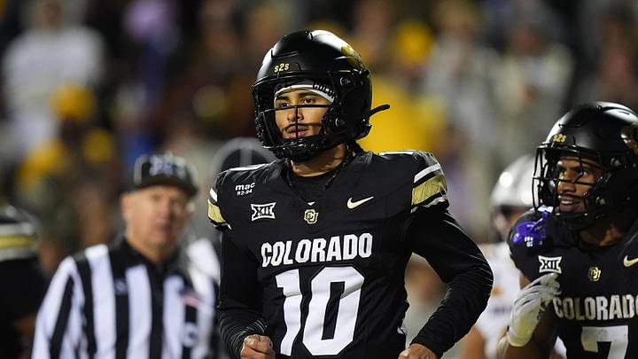 Nov 22, 2025; Boulder, Colorado, USA; Colorado Buffaloes quarterback Julian Lewis (10) following his third quarter touchdown against the Arizona State Sun Devils at Folsom Field. Mandatory Credit: Ron Chenoy-Imagn Images Nov 22, 2025; Boulder, Colorado, USA; Colorado Buffaloes quarterback Julian Lewis (10) following his third quarter touchdown against the Arizona State Sun Devils at Folsom Field. Mandatory Credit: Ron Chenoy-Imagn Images