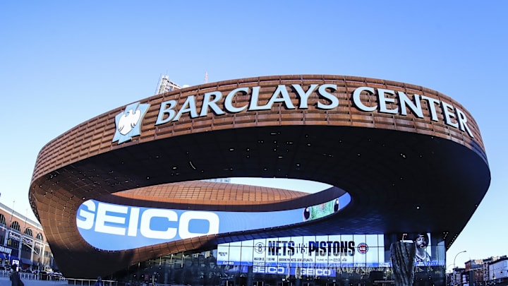 Mar 13, 2021; Brooklyn, New York, USA;  Fans gather outside prior to the start of the game between the Detroit Pistons and the Brooklyn Nets at Barclays Center. Mandatory Credit: Wendell Cruz-Imagn Images