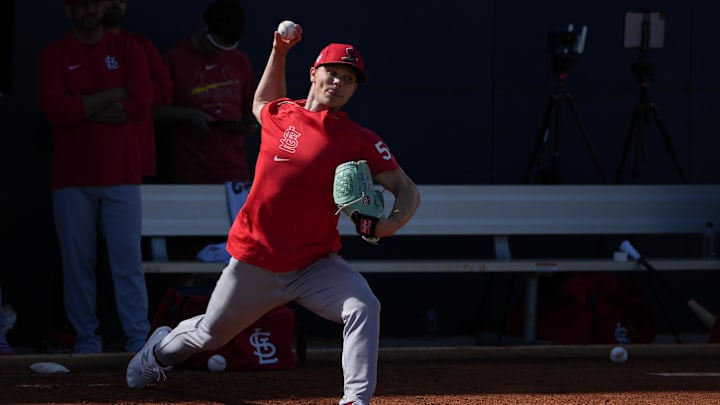 Feb 15, 2024; Jupiter, FL, USA;  St. Louis Cardinals starting pitcher Sonny Gray (54) during