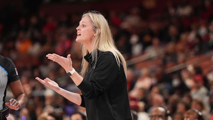Mar 8, 2024; Greensville, SC, USA; Tennessee Lady Vols head coach Kellie Harper during the first half against the Alabama Crimson Tide at Bon Secours Wellness Arena. Mandatory Credit: Jim Dedmon-Imagn Images