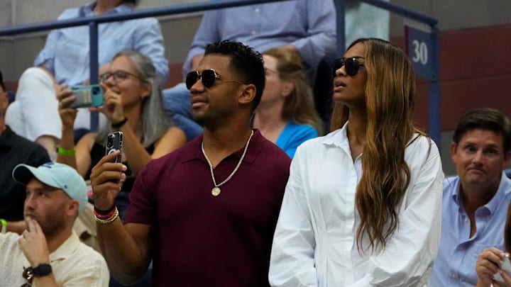 Russel Wilson and Ciara attending the Serena Williams of the USA vs Ajla Tomljanovic of Australia match on day five of the 2022 U.S. Open tennis tournament at USTA Billie Jean King National Tennis Center. 