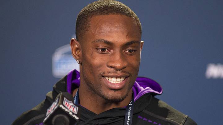 Feb 21, 2015; Indianapolis, IN, USA;  Oregon defensive back Ifo Ekpre-Olomu speaks to the media at the 2015 NFL Combine at Lucas Oil Stadium. Mandatory Credit: Trevor Ruszkowski-Imagn Images
