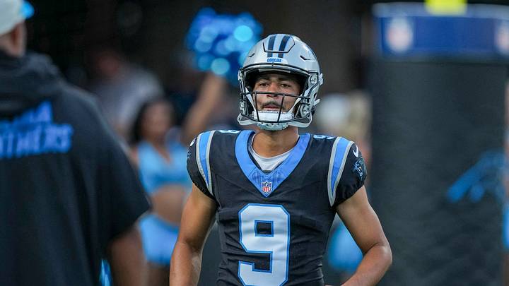 Jul 31, 2026; Charlotte, NC, USA; Carolina Panthers quarterback Bryce Young (9) runs onto the field during Fanfest at Bank of America Stadium. Mandatory Credit: Jim Dedmon-Imagn Images Jul 31, 2026; Charlotte, NC, USA; Carolina Panthers quarterback Bryce Young (9) runs onto the field during Fanfest at Bank of America Stadium. Mandatory Credit: Jim Dedmon-Imagn Images