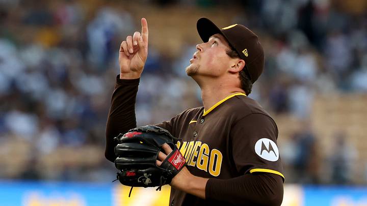 Jul 5, 2026; Los Angeles, California, USA; San Diego Padres pitcher Mason Miller (22) gestures after getting the last out in the ninth inning against the Los Angeles Dodgers at Dodger Stadium. Mandatory Credit: Kiyoshi Mio-Imagn Images Jul 5, 2026; Los Angeles, California, USA; San Diego Padres pitcher Mason Miller (22) gestures after getting the last out in the ninth inning against the Los Angeles Dodgers at Dodger Stadium. Mandatory Credit: Kiyoshi Mio-Imagn Images