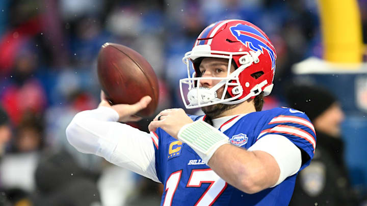 Jan 4, 2026; Orchard Park, New York, USA; Buffalo Bills quarterback Josh Allen (17) warms up before the game against the New York Jets at Highmark Stadium. Mandatory Credit: Mark Konezny-Imagn Images Jan 4, 2026; Orchard Park, New York, USA; Buffalo Bills quarterback Josh Allen (17) warms up before the game against the New York Jets at Highmark Stadium. Mandatory Credit: Mark Konezny-Imagn Images