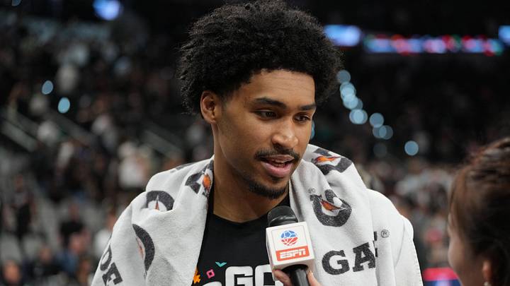 May 28, 2026; San Antonio, Texas, USA; San Antonio Spurs guard Dylan Harper (2) speaks to the media after game six of the western conference finals for the 2026 NBA playoffs at Frost Bank Center. Mandatory Credit: Daniel Dunn-Imagn Images May 28, 2026; San Antonio, Texas, USA; San Antonio Spurs guard Dylan Harper (2) speaks to the media after game six of the western conference finals for the 2026 NBA playoffs at Frost Bank Center. Mandatory Credit: Daniel Dunn-Imagn Images